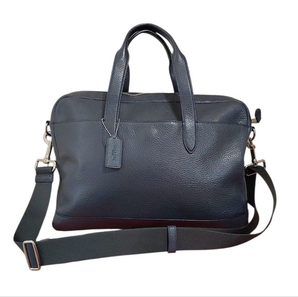 Coach Hamilton Bag Pebbled Leather Satchel Black Briefcase Business Travel Bag - Picture 1 of 15